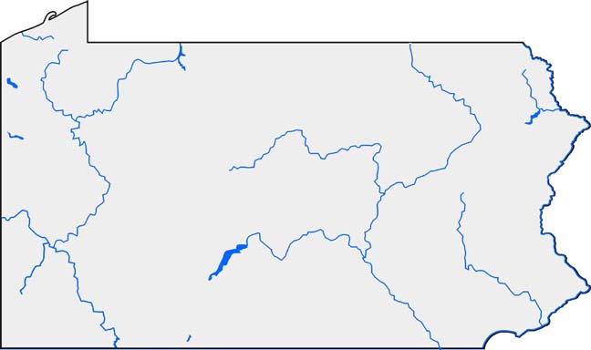 map of Pennsylvania showing rivers and lakes